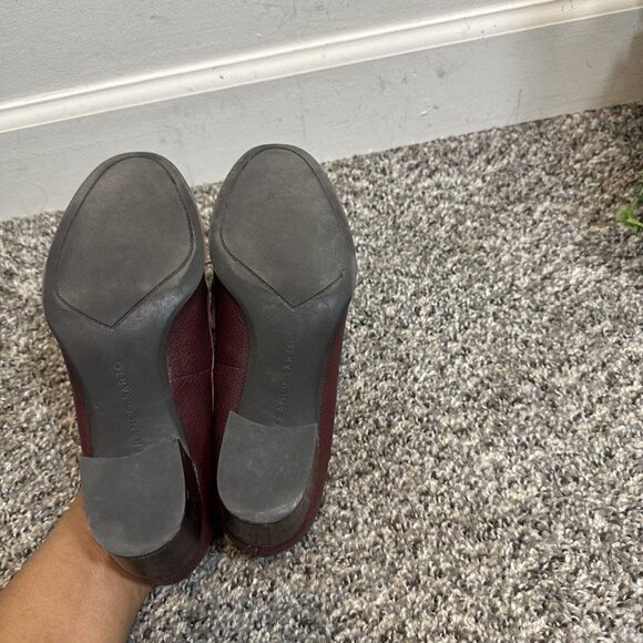 Franco Sarto Penny Loafer Pumps Heel Shoe Maroon Red Leather Block Heel US 6.5 - Picture 3 of 6